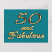 50歳と素晴らしい誕生日金ゴールドタイポグラフィ50歳 ポストカード (正面)