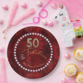 50歳と素晴らしい赤いきらめき50歳の誕生パーティー ペーパープレート (パーティー)