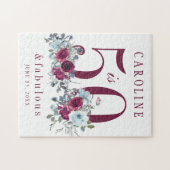 50歳と素晴らしい赤いバーゴーニュフローラの誕生日プレゼント ジグソーパズル (横)