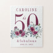 50歳と素晴らしい赤いバーゴーニュフローラの誕生日プレゼント ジグソーパズル (縦)