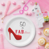 50歳と素晴らしい赤と黒の50誕生日 ペーパープレート (パーティー)