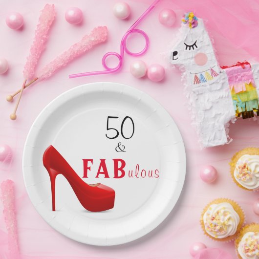 50歳と素晴らしい赤と黒の50誕生日 ペーパープレート (パーティー)