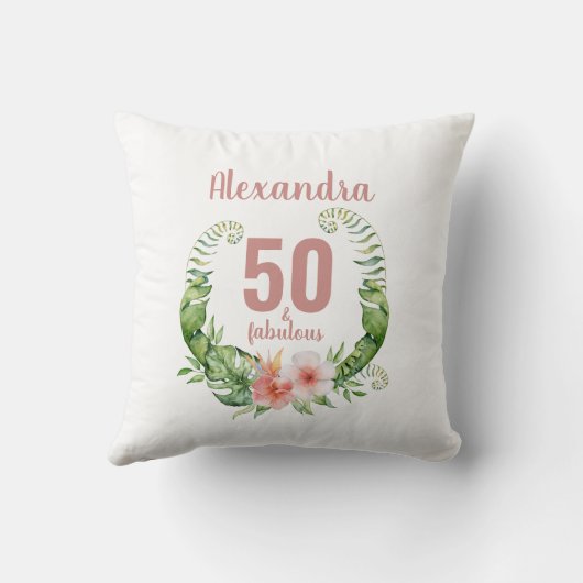50歳と素晴らしい赤面ピンクスタイリッシュの誕生日 クッション (裏面)