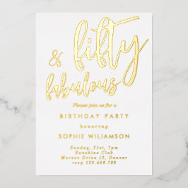 50歳と素晴らしい金ゴールドの誕生日 箔招待状