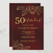 50歳と素晴らしい金ゴールドエレガント50歳の誕生日パーティー 招待状 (正面/裏面)