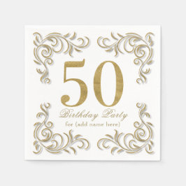 50歳と素晴らしい金ゴールドグリッター誕生日パーティー スタンダードカクテルナプキン