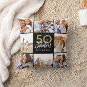 50歳と素晴らしい金ゴールドブラックの誕生日  クッション (ブランケット)