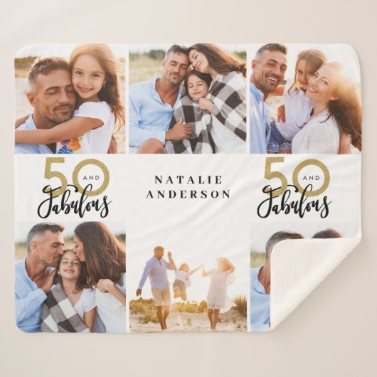 50歳と素晴らしい金ゴールドブラックの誕生日  シェルパブランケット (正面(横))