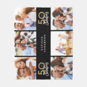 50歳と素晴らしい金ゴールドブラックの誕生日 フリースブランケット (正面)