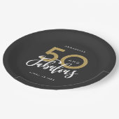 50歳と素晴らしい金ゴールド誕生パーティー  ペーパープレート (アングル)