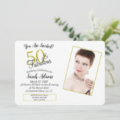 50歳と素晴らしい金ゴールド50歳の誕生日パーティーの写真 招待状 (スタンド正面)