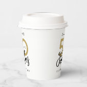 50歳と素晴らしい黒と金ゴールド 紙コップ (左)