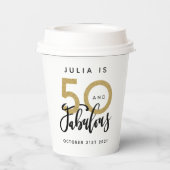 50歳と素晴らしい黒と金ゴールド 紙コップ (裏面)