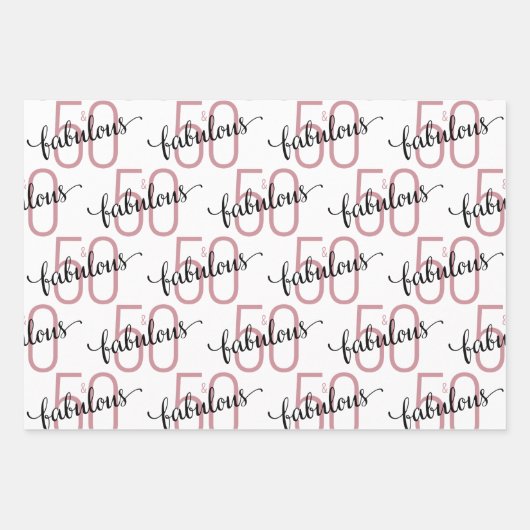 50歳と素晴らしい50歳の誕生日バラ金ゴールド ラッピングペーパーシート (正面3)