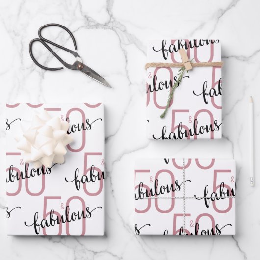 50歳と素晴らしい50歳の誕生日バラ金ゴールド ラッピングペーパーシート (正面)