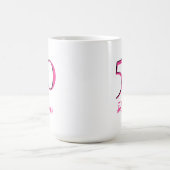 50歳と素晴らしい50歳の誕生日パーティピンク&ブラック コーヒーマグカップ (中央)