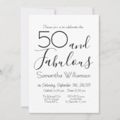 50歳と素晴らしい50歳の誕生日パーティブラックエレガント 招待状 (正面)