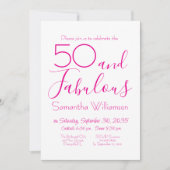 50歳と素晴らしい50歳の誕生日パーティーピンクエレガント 招待状 (正面)