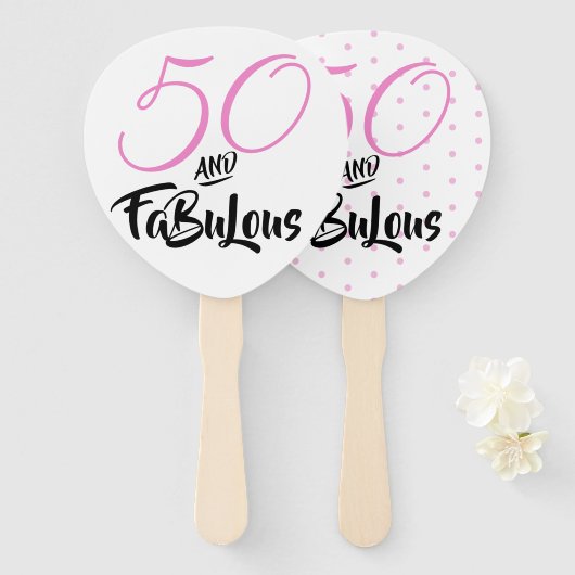 50歳と素晴らしい50歳の誕生日パーティー水玉模様 ハンドファン (正面&裏面)