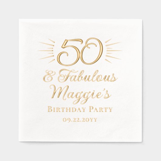 50歳と素晴らしい50歳の誕生日パーティー 箔ナプキン (正面)