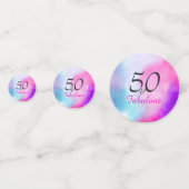 50歳と素晴らしい50歳の誕生日ピンクと紫 コンフェッティ (正面)