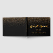 50歳と素晴らしい50歳の誕生日ブラック金ゴールド紙吹雪 ゲストブック (全面)