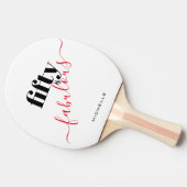 50歳と素晴らしい50歳の誕生日ホワイトタイポグラフィ 卓球ラケット (横)