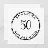 50歳と素晴らしい50誕生日 モダン ミニマル 招待状 (正面/裏面)