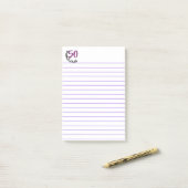 「50歳と素晴らしい」 |紫と黒のタイポグラフィ ポストイット (デスク上)