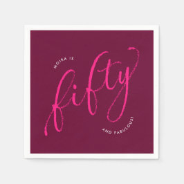 50歳と素晴らモダンしいピンク50歳の誕生日パーティー スタンダードカクテルナプキン