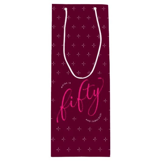50歳と素晴らモダンしいホットピンク50誕生日 ワインギフトバッグ (正面)