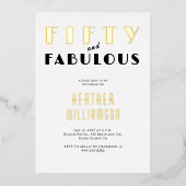 50歳と華麗なブラックゴールドの箔押し招待状 箔招待状 (正面)