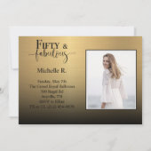 50歳と輝かしいメタリックゴールドの誕生日パーティー 招待状 (裏面)