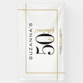 50歳と輝かしい誕生日 ブラックとゴールド 横断幕 (縦)