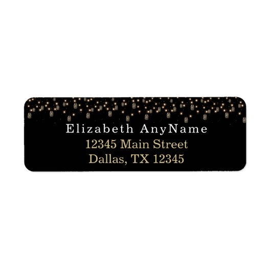 50歳と輝かしい ブラック ストリングライト付き ラベル (正面)