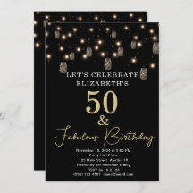 50歳と輝かしい ブラック ストリングライト付き