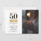 50歳と50歳の誕生日パーティーの写真 招待状 (正面)