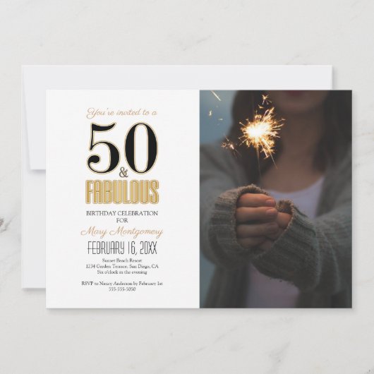 50歳と50歳の誕生日パーティーの写真 招待状 (正面)