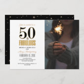 50歳と50歳の誕生日パーティーの写真 招待状 (正面/裏面)