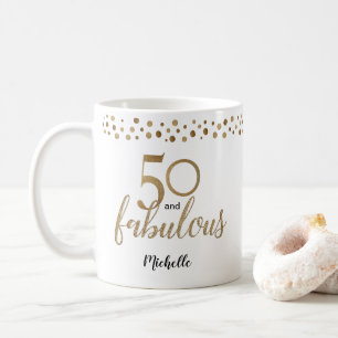 50歳と50歳の誕生日紙吹雪金ゴールド コーヒーマグカップ