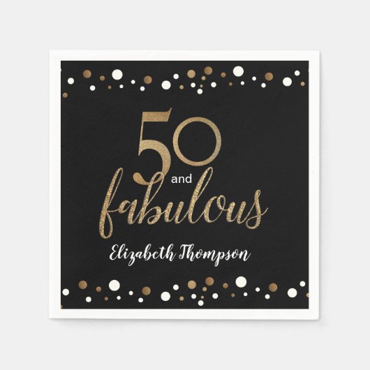 50歳と50歳の誕生日金ゴールド スタンダードカクテルナプキン (正面)