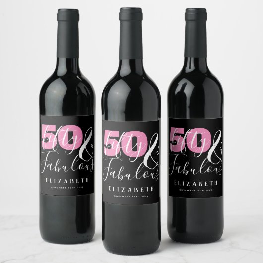50歳と50歳エレガントの誕生日パーティー ワインラベル (ボトル)