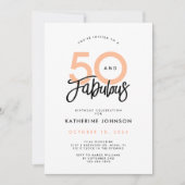 50歳と50歳モダンの誕生日パーティー 招待状 (正面)