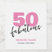 50歳と50歳モダンの誕生日パーティーPink ワインラベル (シングルラベル)