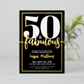 50歳にしてさらに素敵に モダンな50歳の誕生日ゴールド 箔招待状 (立ち正面)