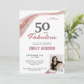 50歳にしてさらに輝く ローズゴールド 50歳誕生日 招待状 (スタンド正面)
