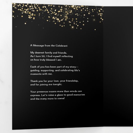 50歳にして最高に素敵な男性の誕生日プログラム 写真付き 三つ折りカード (内部最初)