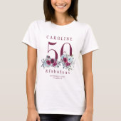 50歳にして最高に素敵な花柄の50歳誕生日パーティー Tシャツ (正面)