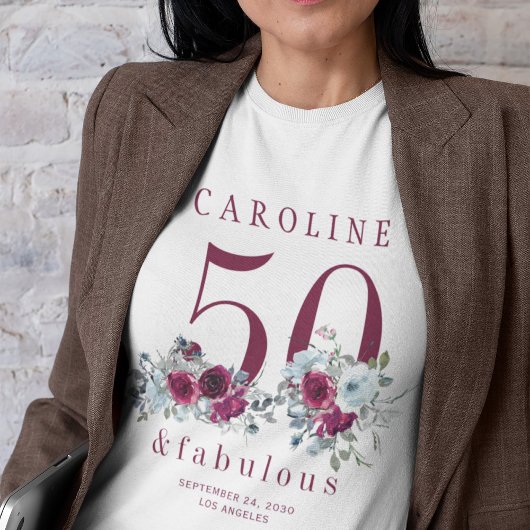 50歳にして最高に素敵な花柄の50歳誕生日パーティー Tシャツ