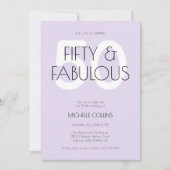 50歳にして最高に素敵な モダンパープル フィフティ バースデーパーティー 招待状 (正面)